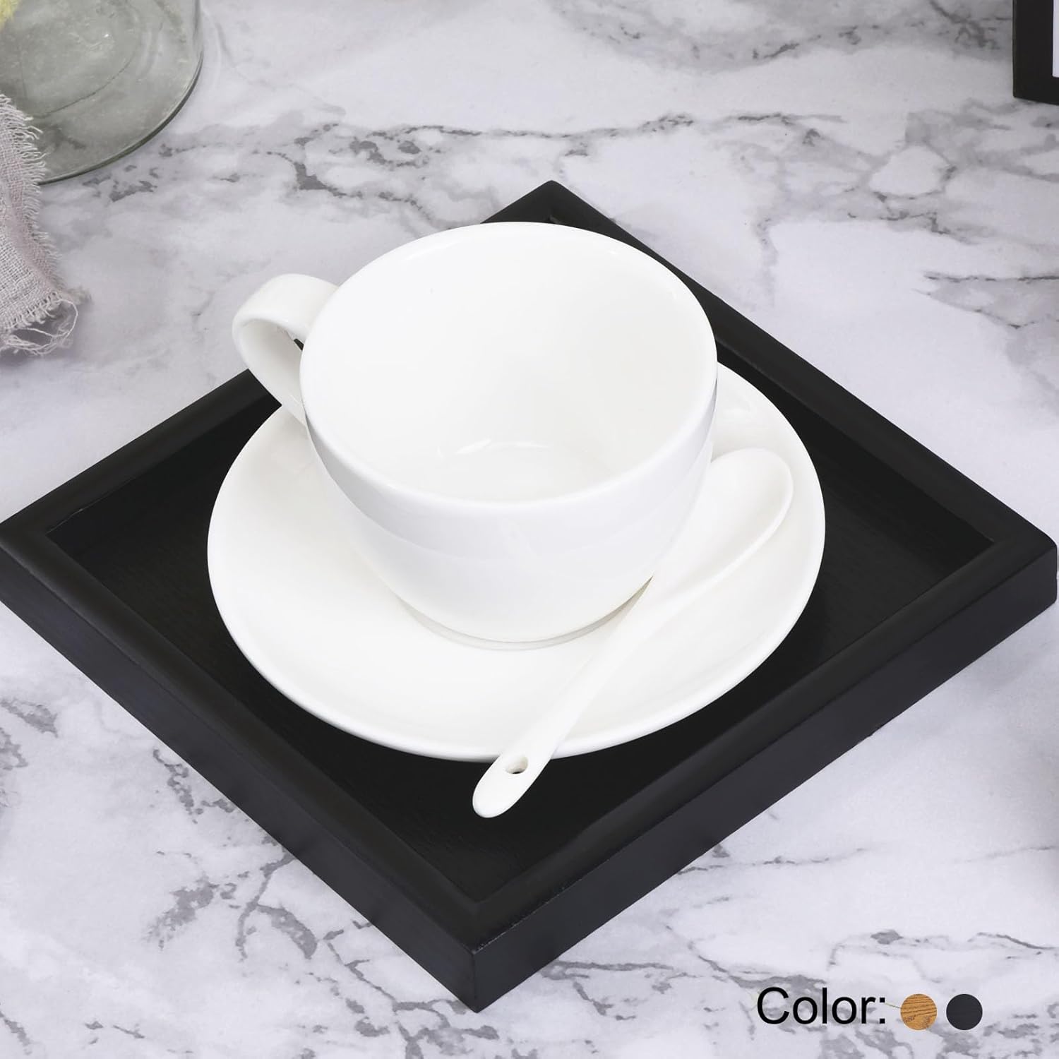 PATIKIL Wood Serving Tray 12 Inch, Square Decorative Platter for Home Decor Kitchen Table Candle Holder, Brown - Image 4