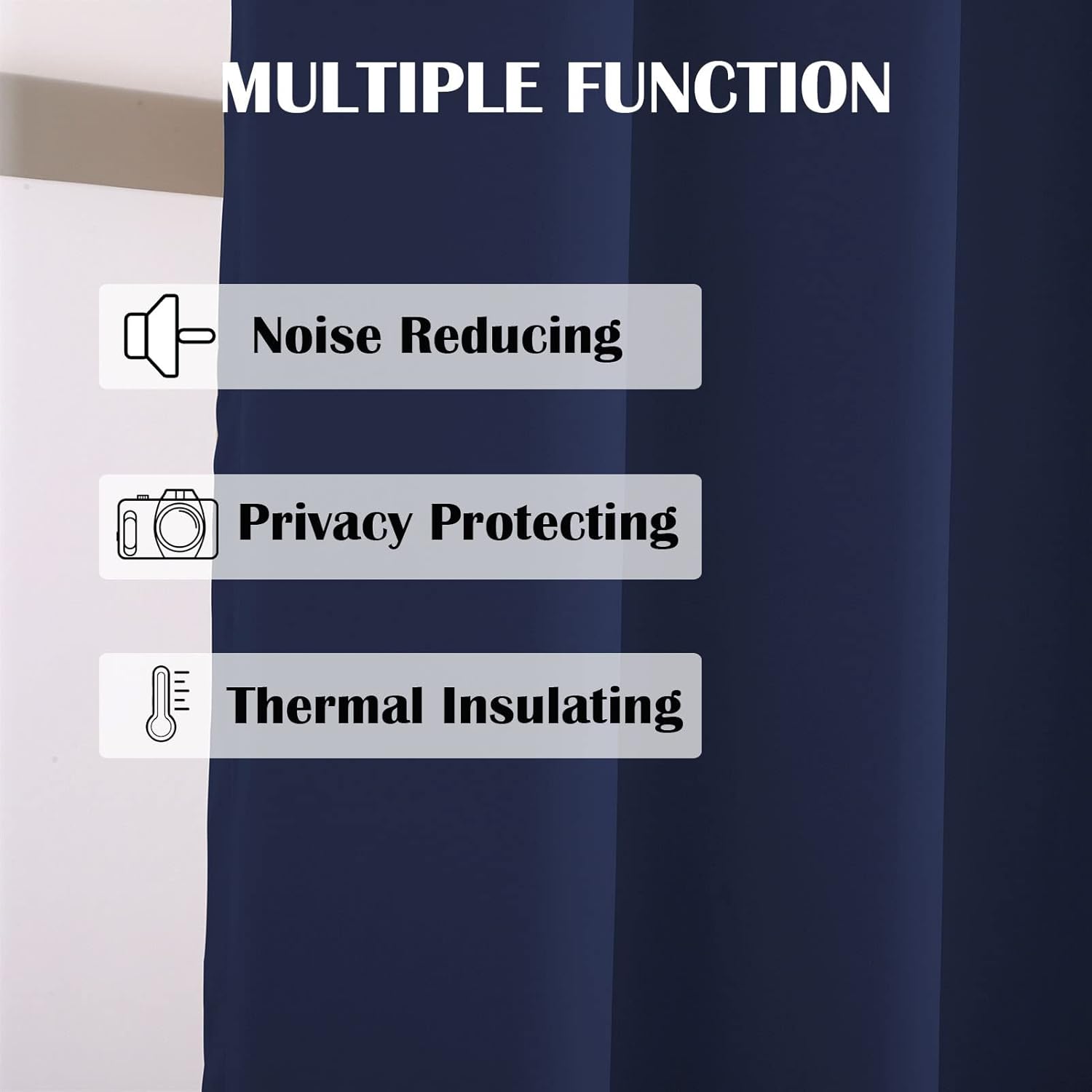 SK Studio Room Divider Curtain, Total Privacy Blackout Curtains Thermal Insulated Noise Reduce Sliding Door Curtains for Bedroom Partition, Shared Office, 1 Panel, Dark Blue, W 4.3 x L 5.2 ft
