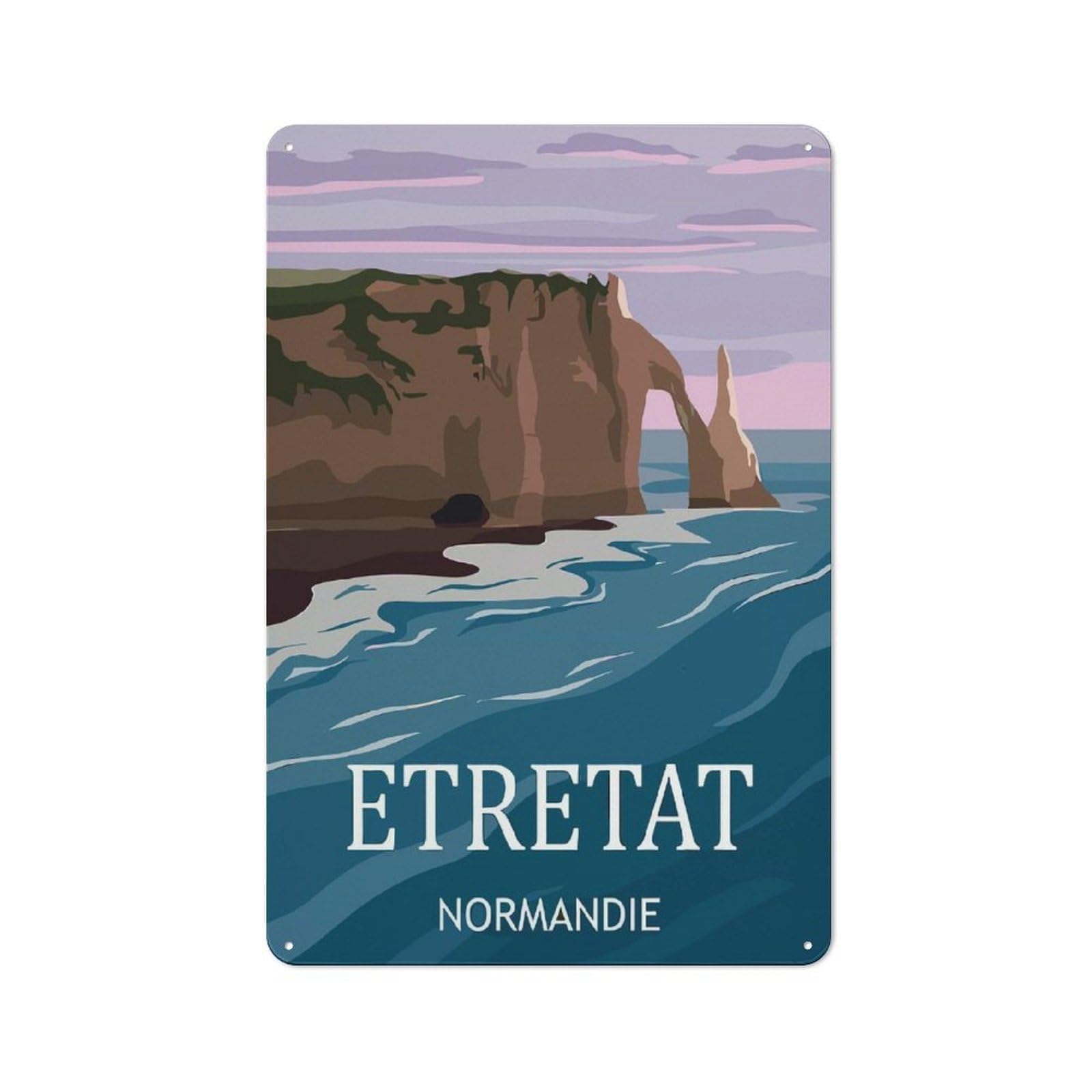 Junmoney Style-3 Étretat, Normandie Travel Rustic Metal Plaque 30X20cm For Garage Or Workshop, For Kitchen, Dining Room And Home Bar Wall Decor