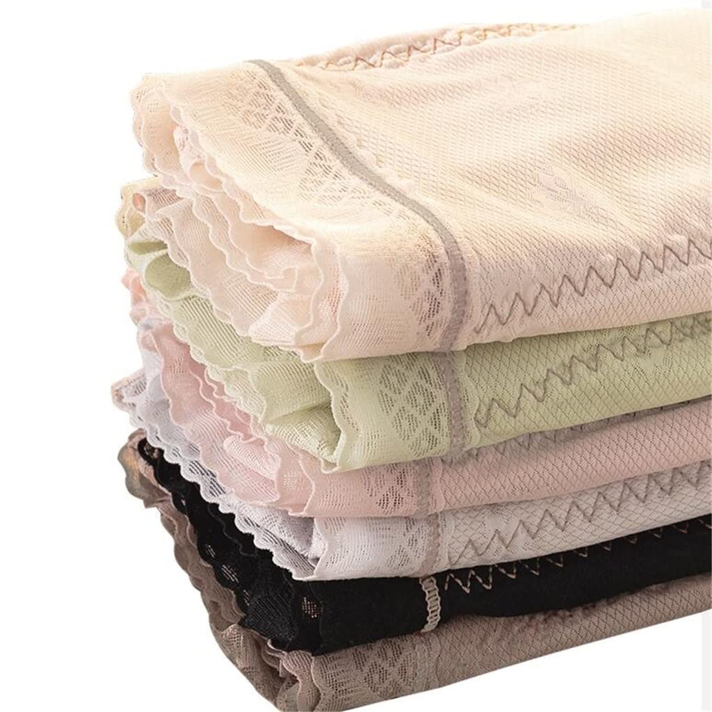 Paquete de 5 Ropa Interior de Mujer Modal de Cintura Alta de Seda Fina de Verano de Encaje Sexy para el Vientre