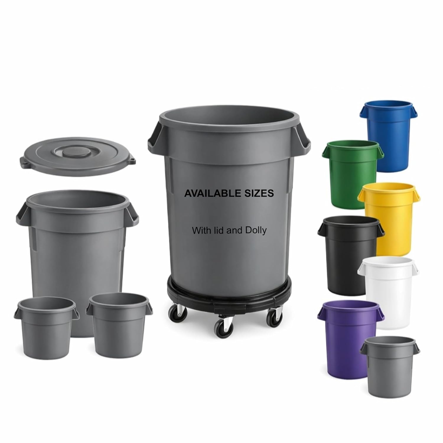 10 Gallon 20 Gallon Trash Can 32 Gallon 44 Gallon 55 Gallon Trash Can With Wheels Yard Waste Bin Food Grade Barrels Industrial Garbage Can Heavy Duty Trash Cans Large Garbage Cans Ingredient Bin