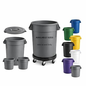 10 Gallon 20 Gallon Trash Can 32 Gallon 44 Gallon 55 Gallon Trash Can With Wheels Yard Waste Bin Food Grade Barrels Industrial Garbage Can Heavy Duty Trash Cans Large Garbage Cans Ingredient Bin
