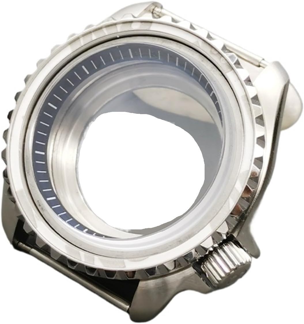 42mm Silver SKX007 Watch Case with Dome Sapphire Glass for NH35 NH36 4R 6R 7S Movement - Transparent Back Cover Parts