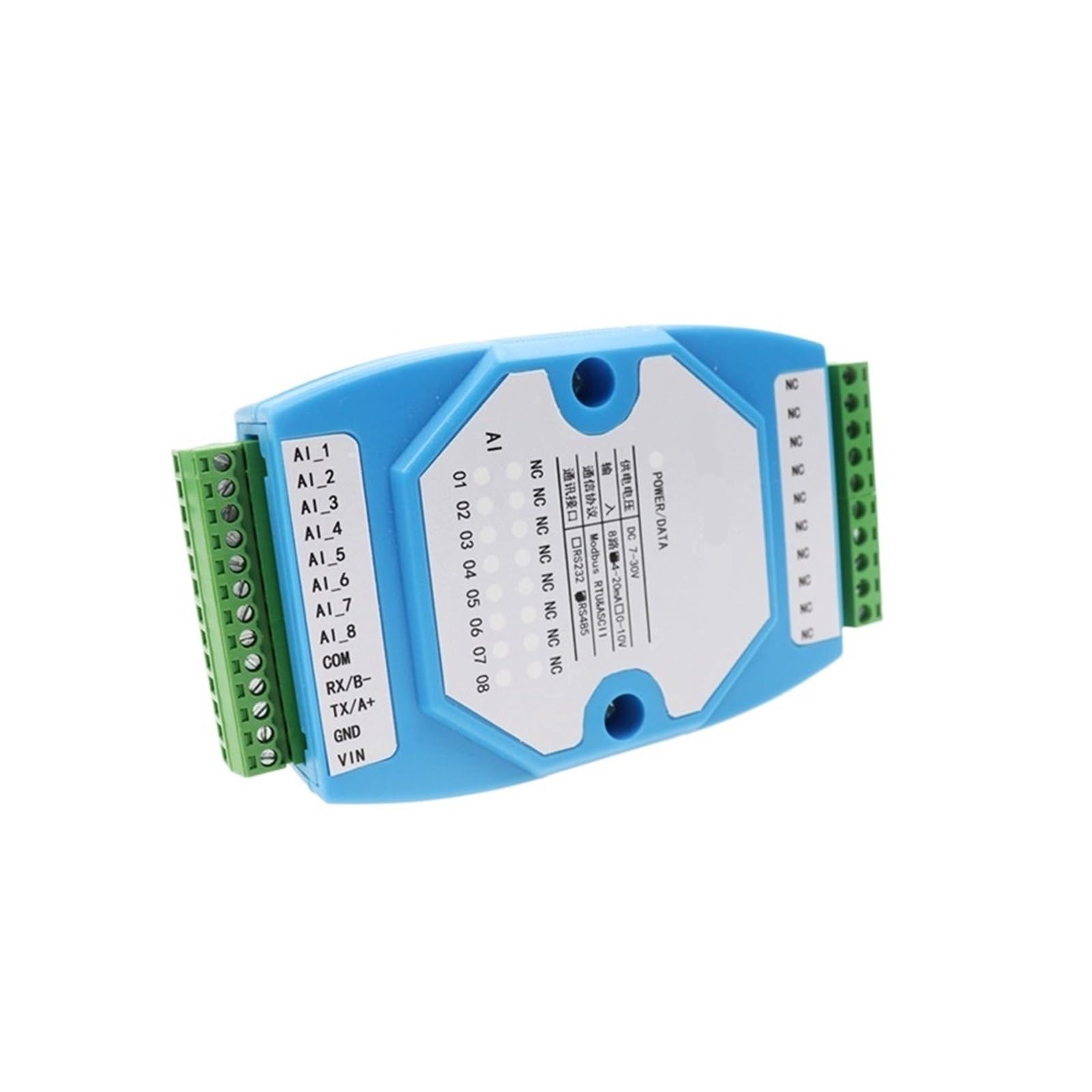 KSZHZYMGX Isolated RS485 data acquisition module communication converter 0-10v analog to digital signal(12way 0-10v to rs485)
