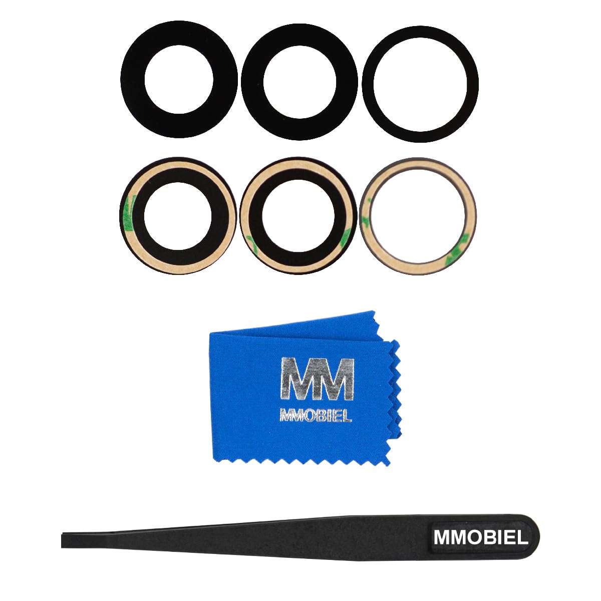 MMOBIEL Back Rear Camera Glass Lens Replacement Compatible with iPhone 15 Pro Max - Incl. Double-Sided Adhesive, Tweezer, and Cloth.
