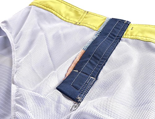 Image of unitop Men's Bathing Board Trunks Beach Shorts Holiday Hawaiian Colorful Striped
