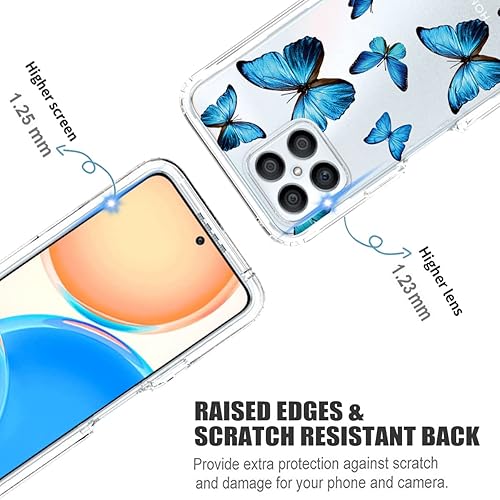 Miniatura 2 de Ueokeird Funda para Honor X8 (no compatible con 5G) TFY-LX1 con protector de pantalla de vidrio templado, patrón de mariposa transparente de cuerpo