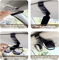Vista 5 de 2 piezas de soporte para gafas de sol para coche, clip magnético de cuero para colgar gafas para visera de coche, soporte para gafas de sol y clip