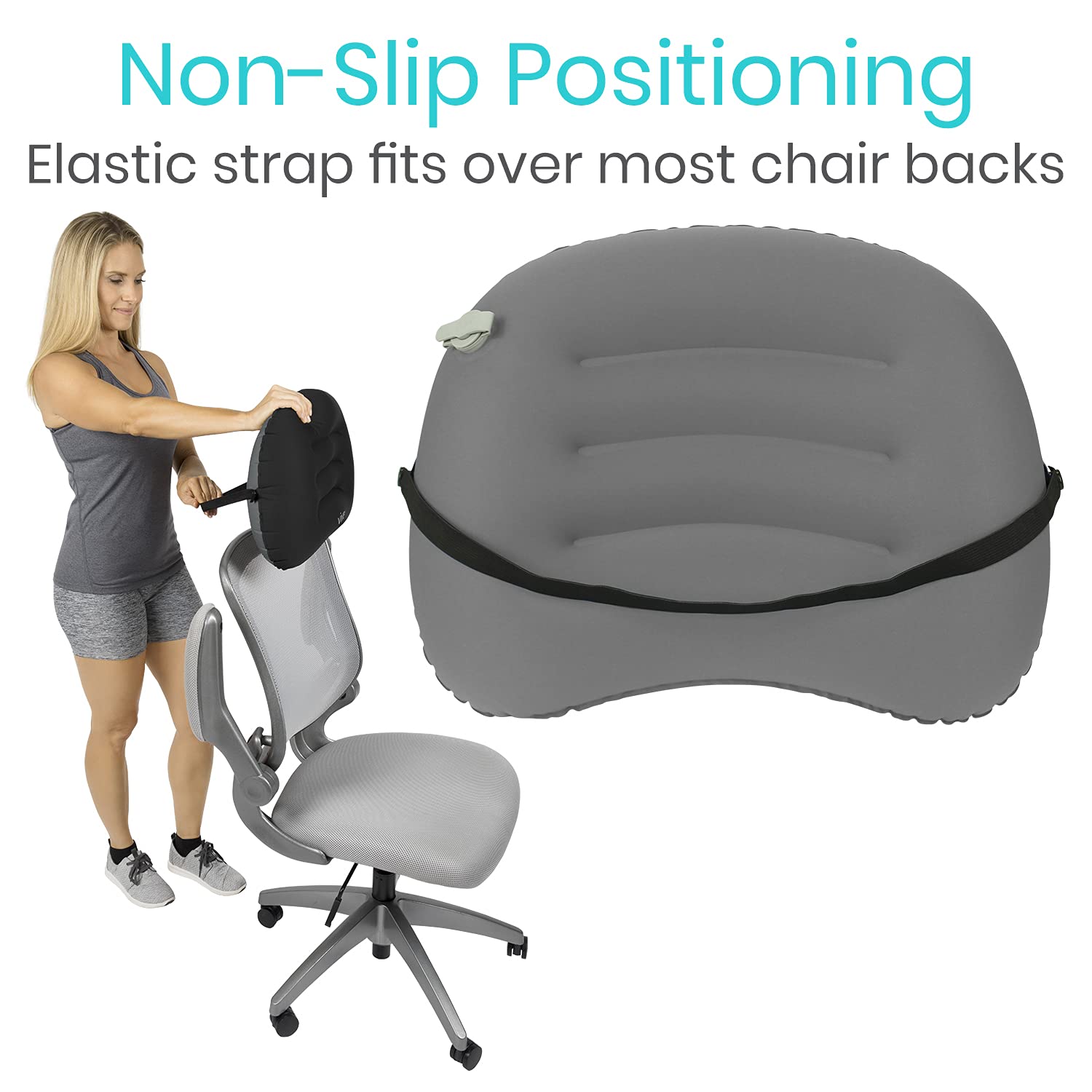 Bеѕt Cуbеr Mоndау 🔥 Vive Inflatable Lumbar Support Cushion with Bag - Backrest Pillow for Car, Office Chair - Adjustable Firm Air Lower Back, Neck Pain, Sciatica Relief - Compact, Portable Camping Travel Headrest