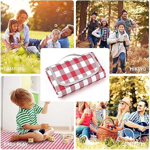 CLINES AHLAN Extra Large Family Picnic,2m*2m Outdoor Beach Blanket, Portable Foldable Picnic Blankets Waterproof Sandproof with Tote, Picnic Mat for Camping/Travel/Hiking on Grass (1)