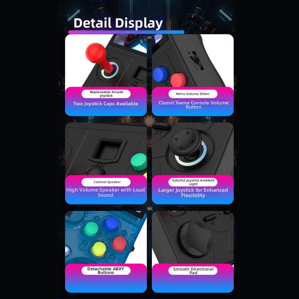 Console di gioco portatile retrò 3D portatile per giochi arcade con connettività WiFi, materiale ABS, 14,8 x 8,5 x 3,5 cm - Grigio nero