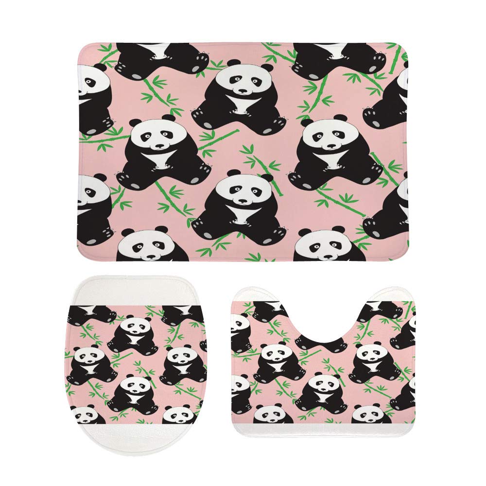 Tapis de salle de bain panda lot de 3 avec contour WC et contour lavabo u