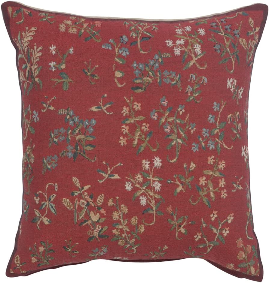 Licorne Mille Fleurs II Belgian Tapestry Cushion – 17 in. x 17 in. Cotton by Cha…