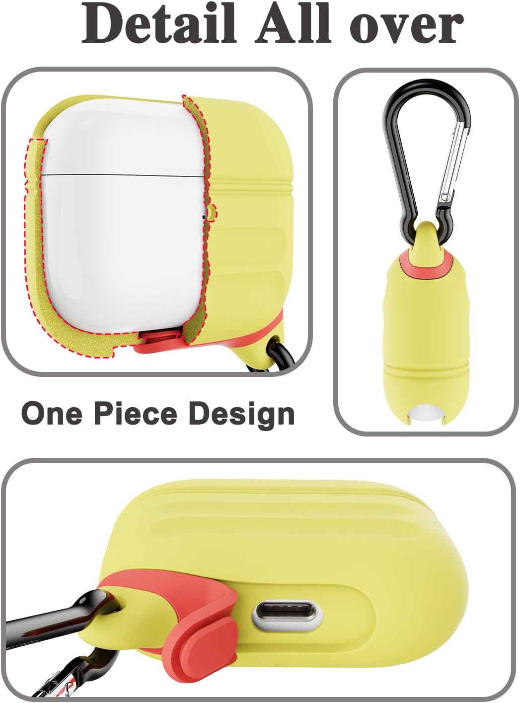 HALLEAST for AirPods Pro 3 Case Waterproof, Front LED Visible & Support Wireless Charging, Protective Silicone Case Cover Compatible with for AirPods Pro3 Accessories, US Patent, Nightglow Yellow