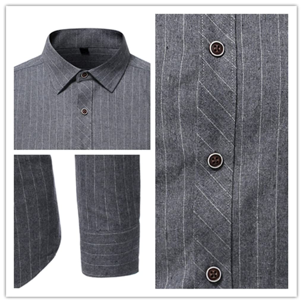 Dninmim Camicia classica classica a maniche lunghe da uomo a righe nere Slim Office Social Button Dress Shirt, Plaid-grigio scuro9, M