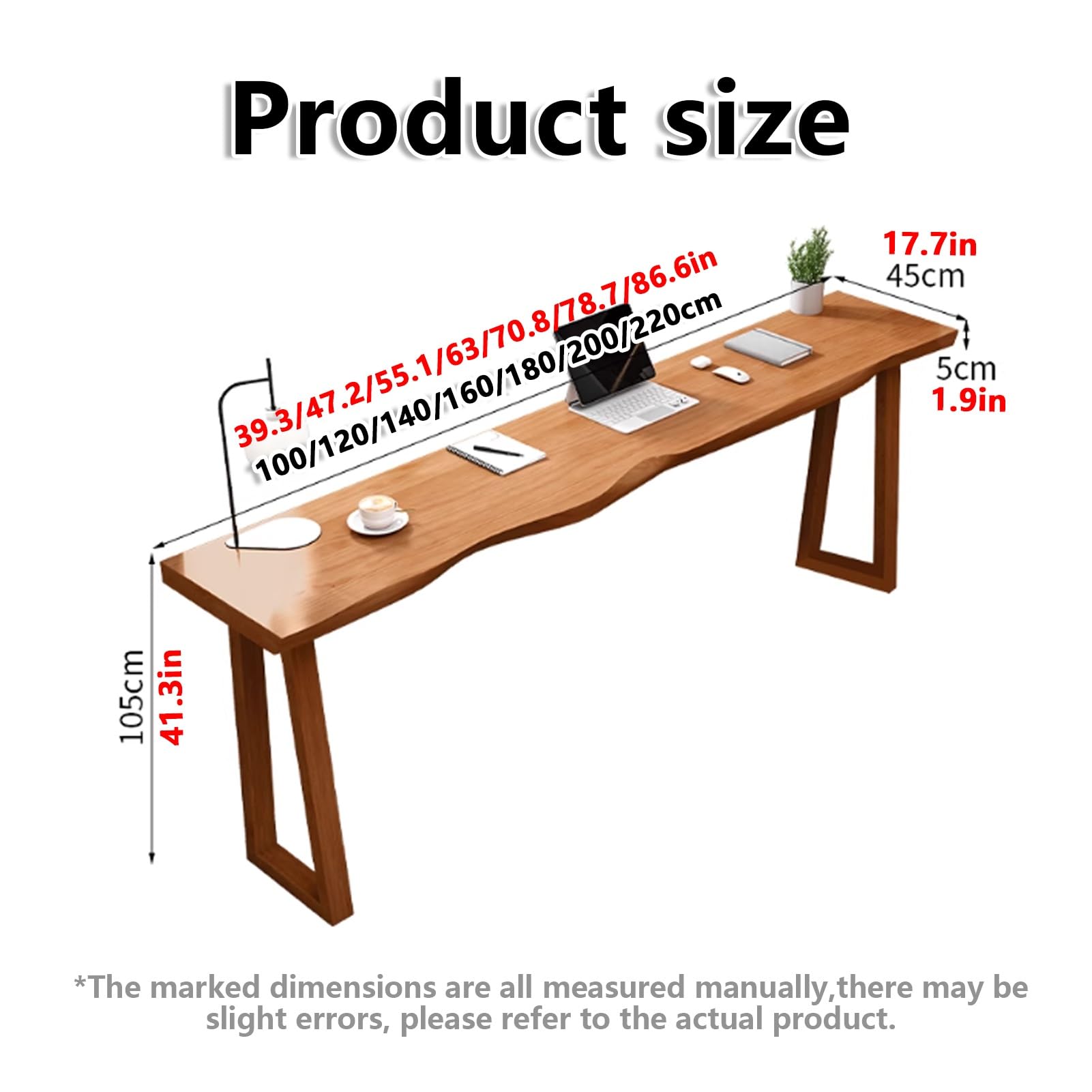 Table de bar industrielle avec cadre en bois massif robuste, hauteur de comptoir étroite, longue, pub, bistrot, pour cuisine, salle à manger, bureau, bureau rustique facile à nettoyer