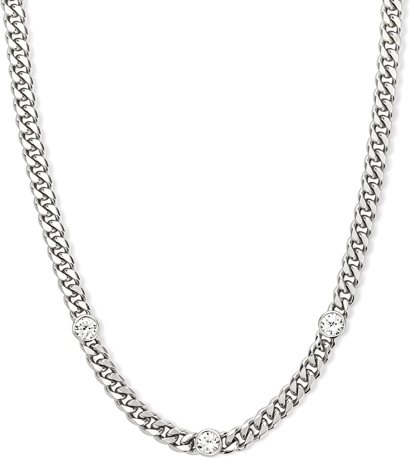 チャンキーゴールドネックレス 女性用 18Kゴールドメッキキューバリンクチェーン 18インチ テニスネックレス 模造ダイヤモンド 太いチェーン レディース キューバリンクチョーカー ラグジュアリージュエリー