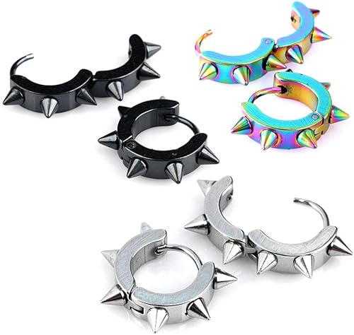 Jovivi 3 pares de aros de púa de acero inoxidable joyería para hombre mujer