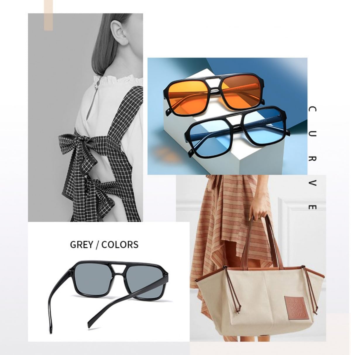 Retro 70s Square Aviator Sunglasses Women Men Vintage Rectangle Sunglasses Flat Frame Trendy Shades