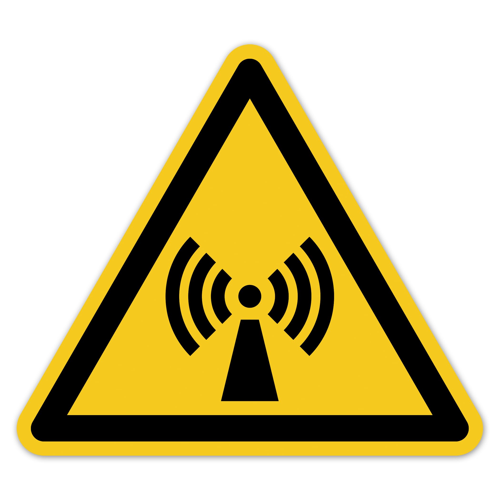 Señales de advertencia de radiación no ionizante según DIN EN ISO 7010 ASR A1.3 W005 símbolo de advertencia – Adhesivo de seguridad para equipos de radiocomunicación láser HF, laboratorio