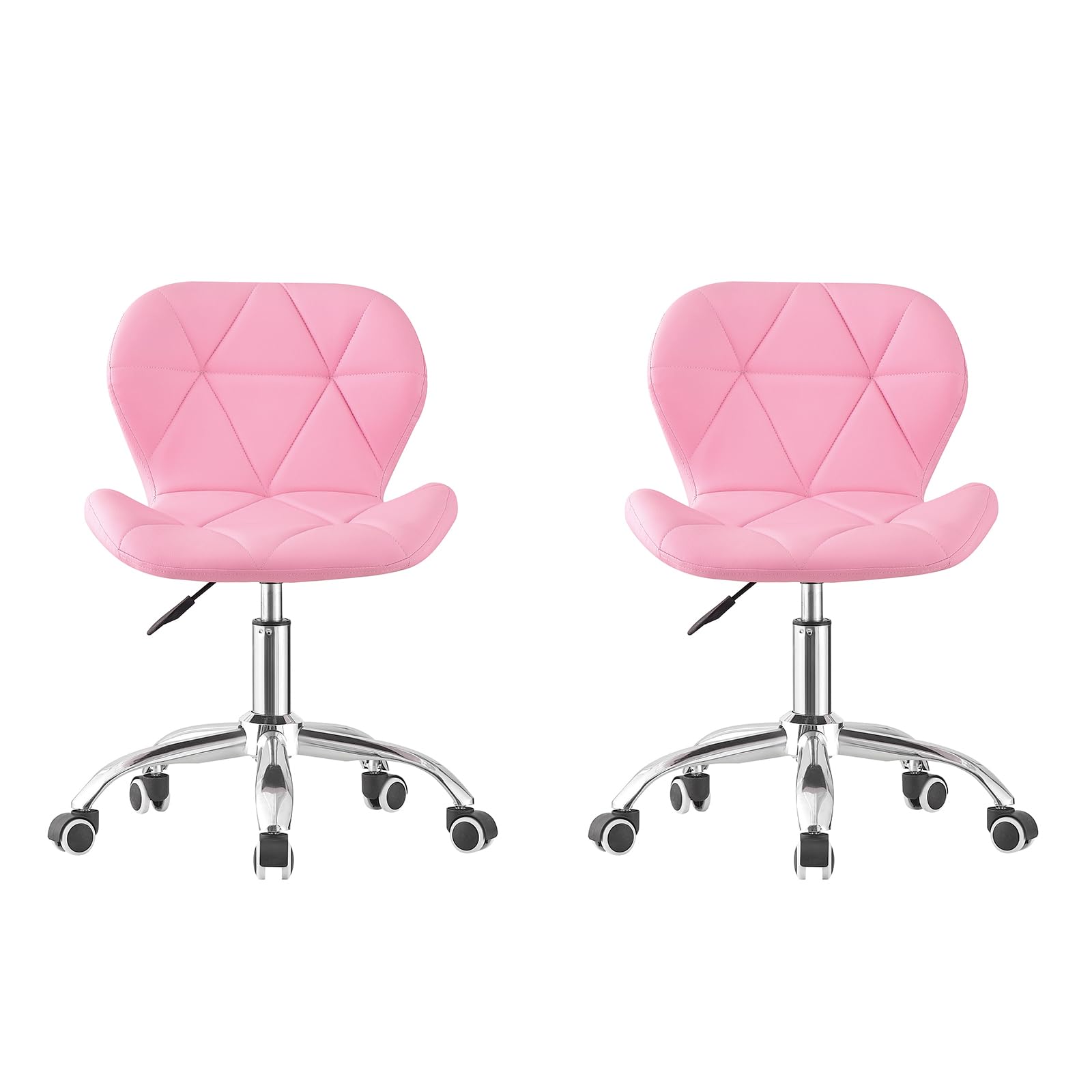 TRIOBLADE Office Desk Chair Adjustable Height Computer Swivel Chairs PU Leather Ergonomic Chair Comfortable Modern Home Chair with Chrome Base and 360Β° Castors for Home Office (Pink 2 Pack)