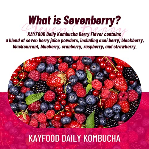 Kayfood Daily Kombucha Powder Tea 5G X 20 Sticks (100G/3.52Oz) With Bottle Sugar Free Diet Tea (Sevenberry Bottle Set) #TOP3