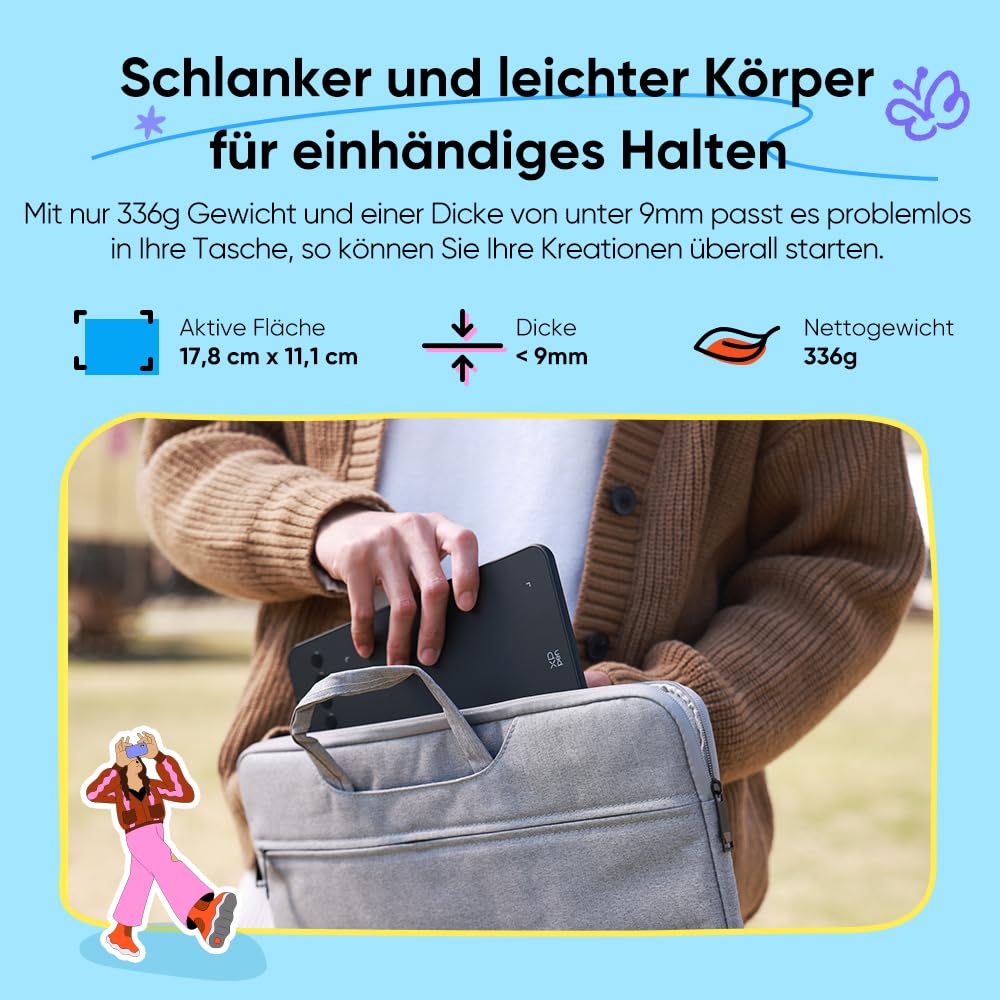 XPPen Deco mini7W V2 Grafiktablett 7x4,37 Zoll, mit Batterielos Stift 16384 Druckstufen, 5080LPI, 200RPS, 8 Tasten, Bluetooth-5.0, Kompatibel mit Windows, macOS, Android, ChromeOS und Linux