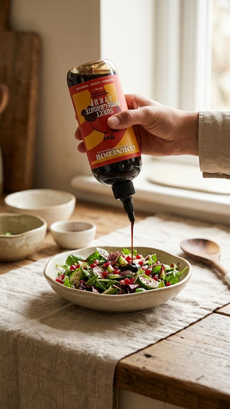CORNEDOR - Sciroppo di melograno dolce | Mix di melograno e datteri | 400 ml | Sciroppo, condimento, salsa, marinata | Senza zuccheri aggiunti, senza additivi
