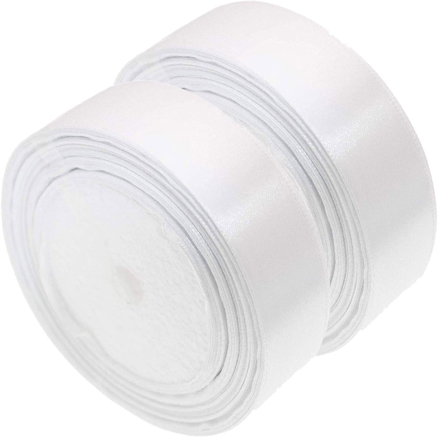 Satin Ribbon, 2 Roll White Satin Ribbon 24 Yard Decorative Ribbons Roll for Sewing Arts Crafts Bows Dresses Gift Wrapping Wedding Birthday and Clothing Decorating