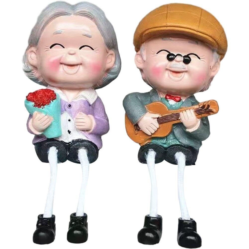Figurines de couple de personnes âgées en résine pour décoration de maison