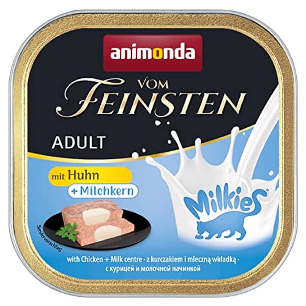 animonda vom Feinsten Katzenfutter nass mit Huhn + Milchkern (32 x 100g), getreidefreies Katzenfutter nass ohne Zucker, mit frischen, fleischigen Zutaten