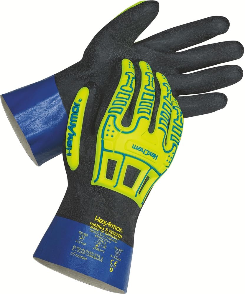 HexArmor 6070807 rubiflex S XG27BI rękawica chemiczna Rozmiar (rękawica): 7 EN 388:2016, EN 374-1:2016 ISO 374-1:2016