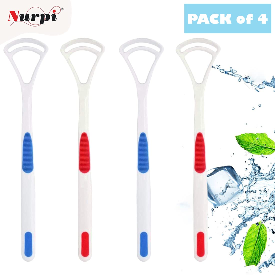 Nurpi Plastic Tongue Cleaner for Adults and Kids Fights Bad Breath Oral Care Tongue Cleaner, Easy to Use Travel Friendly- Pack of 4 1