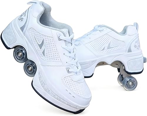 Miniatura 26 de 2-in-1 Roller Skates & Sneakers with Retractable Wheels - Convertible Lightweight Outdoor Fitness Shoes for Women, Men & Children - Unisex Kick