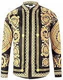 Durchgeknöpftes langärmliges Herren-Hemd mit Luxus-Design, durchgehende Knopfleiste, Luxus-Druck, leichter Stoff, passend für Street Wear, Shows, Party und Alltag.
