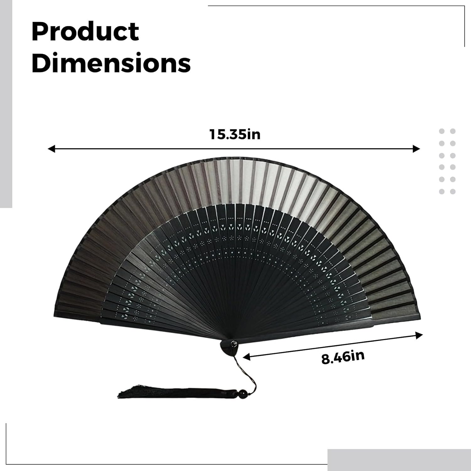 10 Pcs Folding Fan, Black Silk Fabric, 8.5 in Handheld Fans for Women, Wedding Favors, Chinese Style, Dancing Gifts
