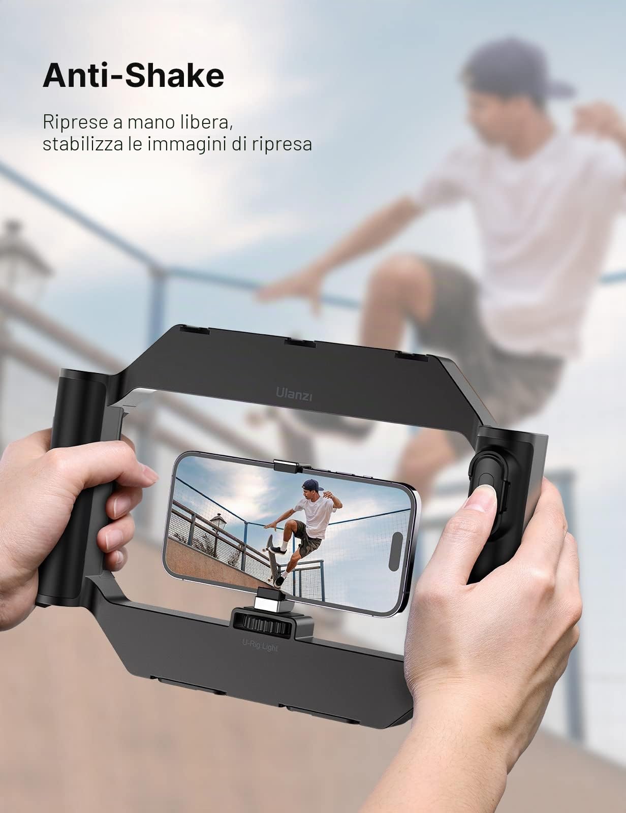 ULANZI U-Rig Smartphone Video Rig con Luce, 2500K-9000K, Stabilizzatore per Telefoni Cellulari, Compatibile con iPhone Galaxy Huawei, Smartphone da 4-7 Pollici e Fotocamere SLR