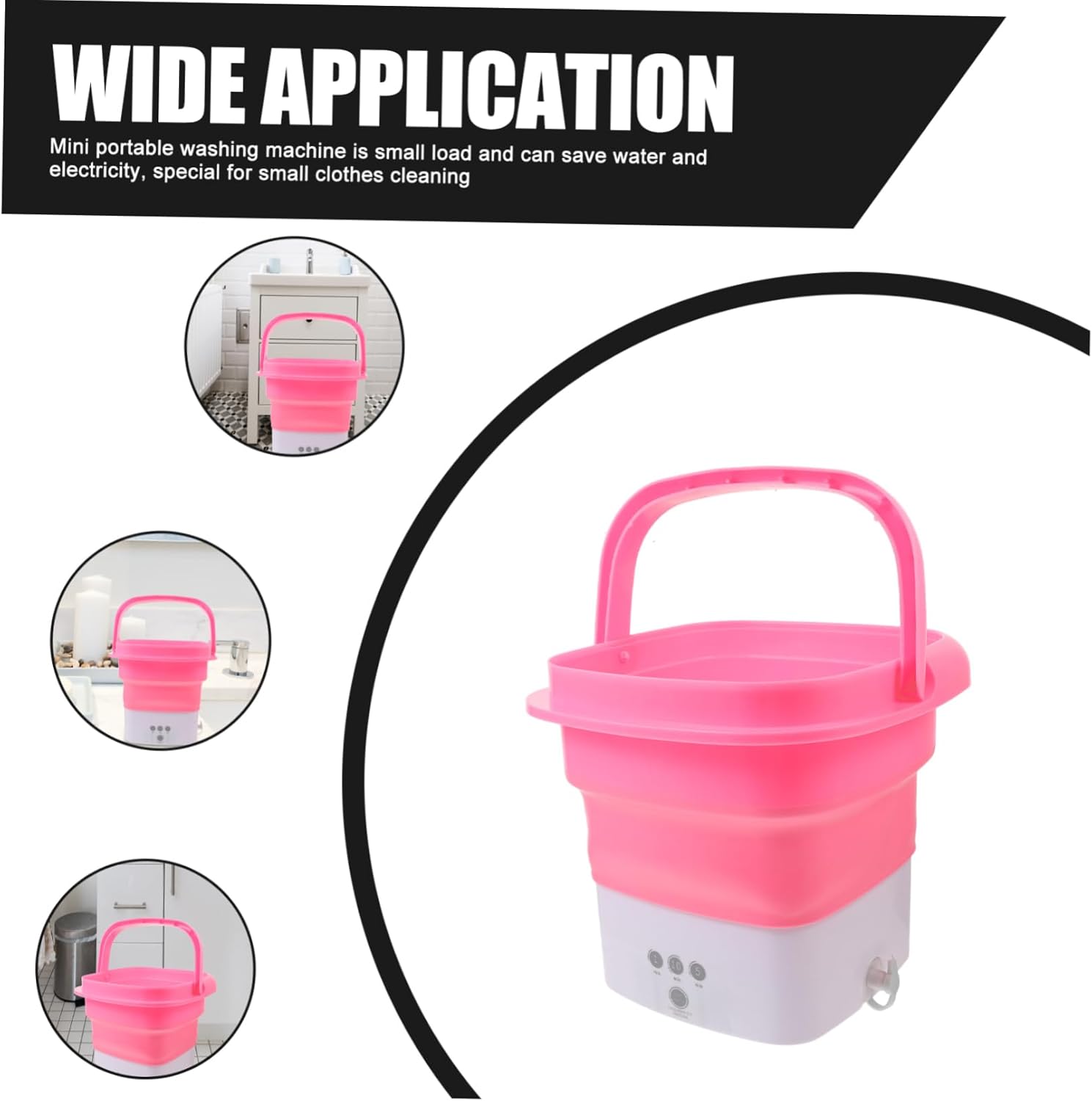 Veemoon Portable Mini Folding Washing Machine Automatic Travel Washer Timer Touchscreen for Camping Apartments and Road Trips Lightweight Compact Design