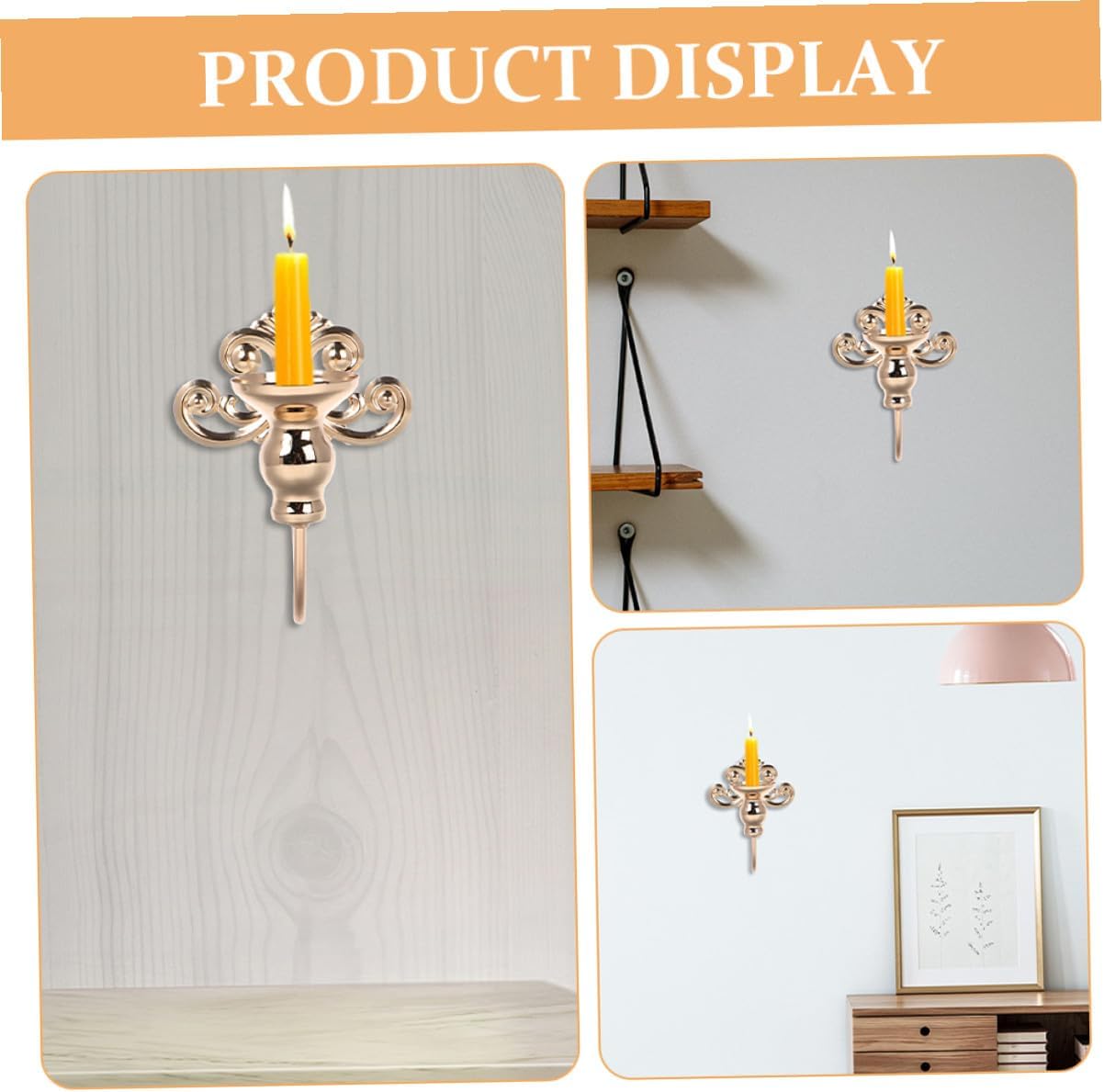 Xmas 2pcs Vintage Iron Wall Candle Sconce Cups for Living Room Decor