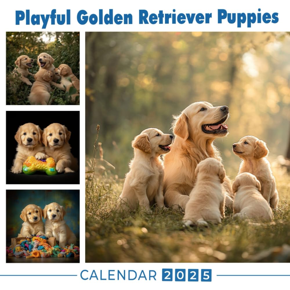 Playful Golden Retriever Puppies Calendar 2025 A Year of Joy with