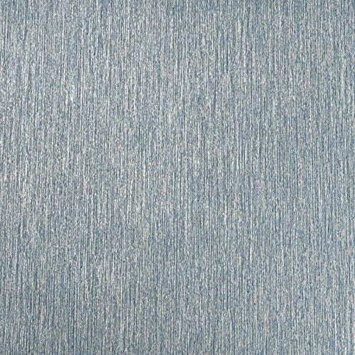 SOPHIE LAURENCE Linen Textured Designer Wallpaper - Non-Woven Vinyl - Heavy Duty Thick - Paste The Paper (Full Roll, Blue Gold)