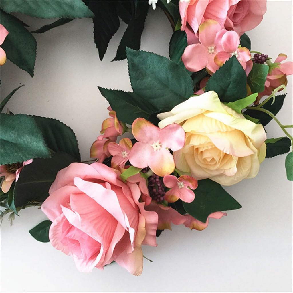 European Rose Silk Flower Wreath Lintel Wreath Wedding Decoration Living Room Decoration Door Hanging