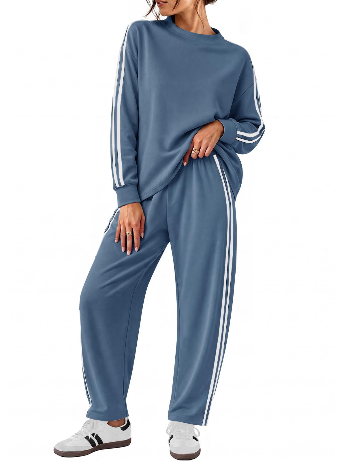 Yousify Women's 2 Piece Outfits Side Stripe Tracksuit Fall Matching Sets