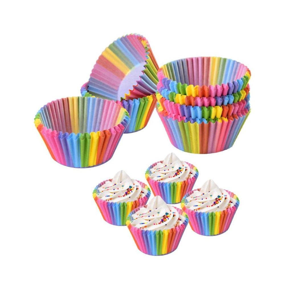 Ciasto 100 sztuk Muffin Cupcake Papierowe foremki do babeczek Foremki do pieczenia muffinw Pudeka na muffiny Foremki na kubki Tace na przyjcia Foremki do pieczenia ciasta/114 (Kolor: 7) (21)