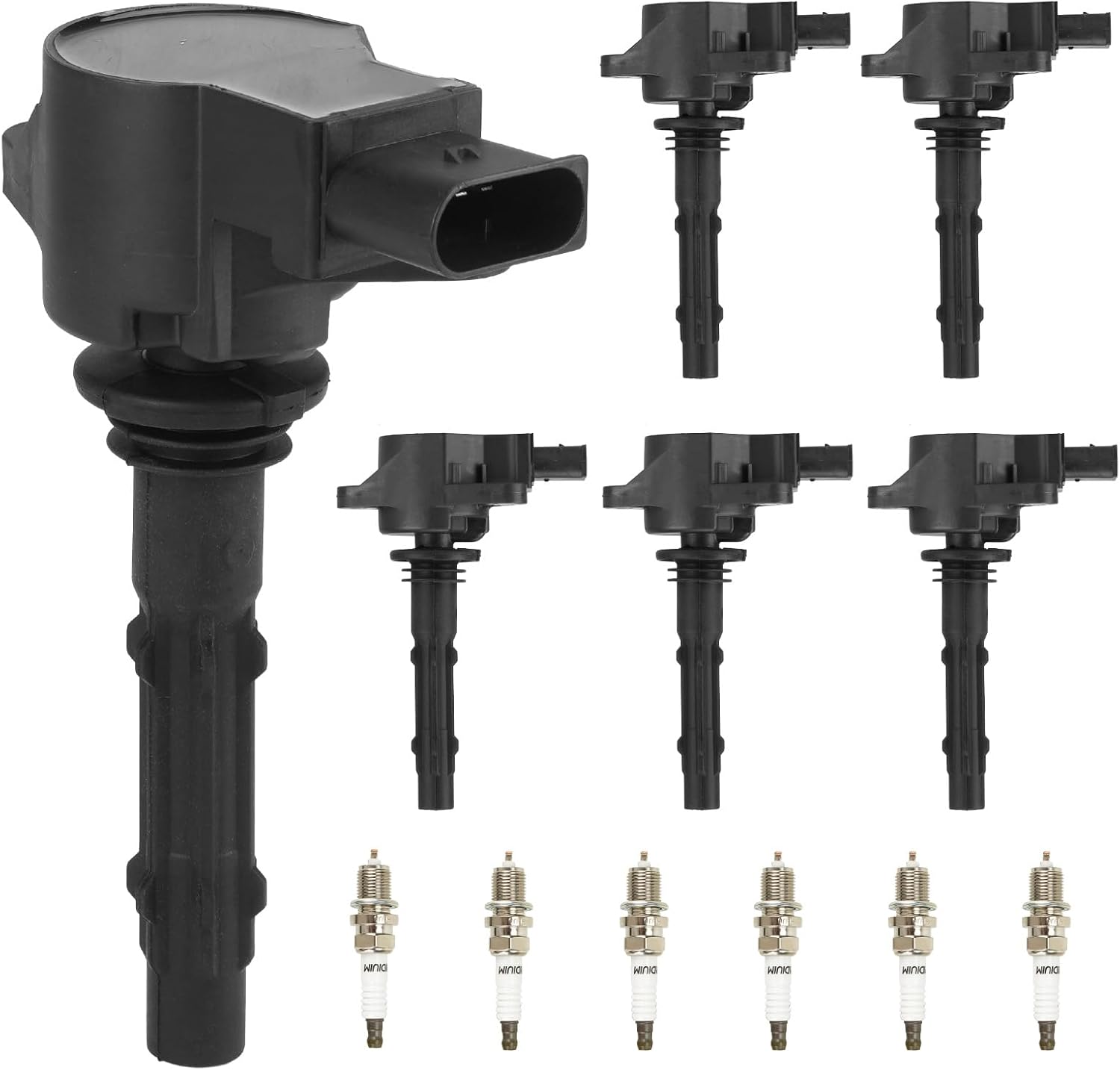 UF535 Ignition Coil Pack for Mercedes-Benz G550 GL450 SL550 C300 C350 CL550 ML350 ML450 ML550 S550 SLK300 SLK350 3.5L 3L 5.5L 05 06 07 08 09 10 11 12 13 14 15, with Iridium Spark Plugs - 6 Set