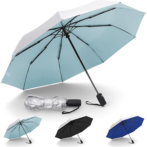 UPF 50+ 42 inch Sun Umbrella UV Protection Compact Travel UV Umbrellas 9 Ribs Automatic Open/Close