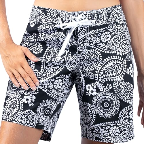 Kanu Surf Women's Oceanside UPF 50+ Active Swim Board Short (Reg & Plus Sizes), Lanai Black, 4
