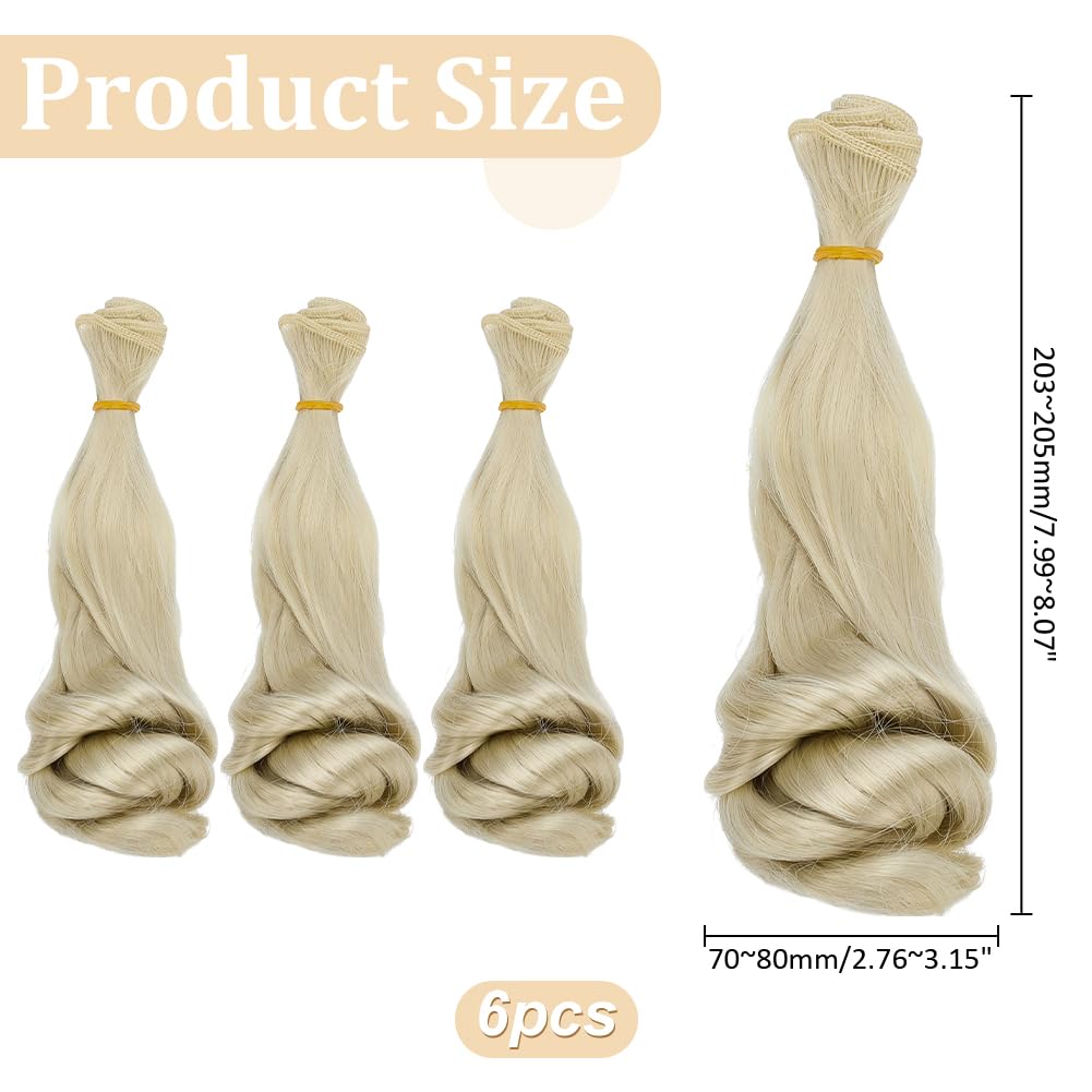CRAFTYMELODY 6 Pcs Wig 200mm Curly Wigs Long Hair Extension Gold Color for Craft Making Kit Arts Supplies DIY Handmade Crafts - Image 2