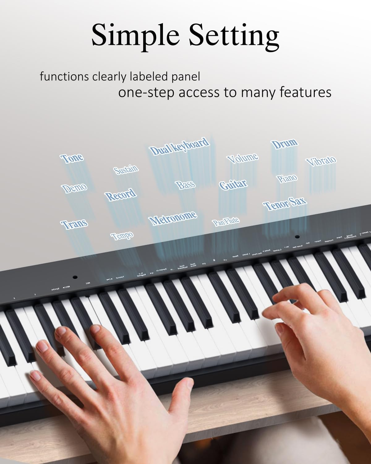 【Pack complet avec support】Longeye Piano Numérique 88 Touches Clavier Électrique Semi-Lesté Compact et Portable pour Débutants, Sac de Transport, Pupitre, Pédale de Sustain,Noir (Slim-88)