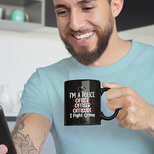 Miniatura 3 de Taza de café con texto en inglés "I'm A Police I Fight Crime", 11 onzas, 15 onzas, ideas de regalo para hombres y mujeres, oficial de policía, taza